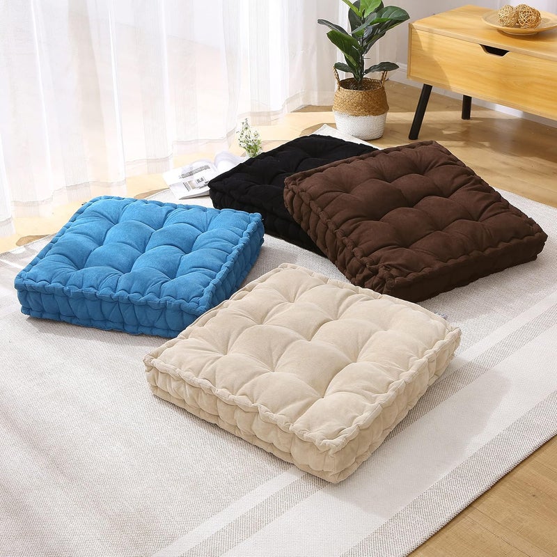 Verpert Floor pillow25x25Inch Square Meditation Cushion Floor Seating for Adults,Oversized Tufted seat Cushion Reading Nook for Kids,Yoga Meditation Pillow Sitting on Floor,Living Room Couch Outdoor - Image 4